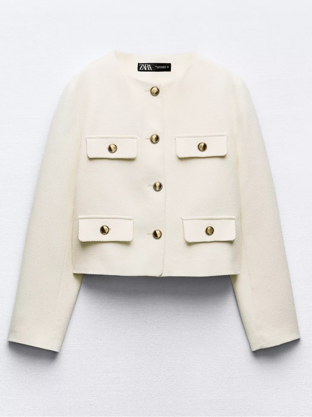 CHANEL STYLE CREAM BOUCLÉ GOLD BUTTON JACKET